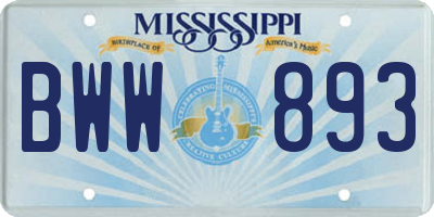 MS license plate BWW893