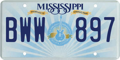 MS license plate BWW897