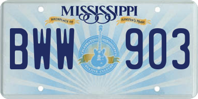 MS license plate BWW903