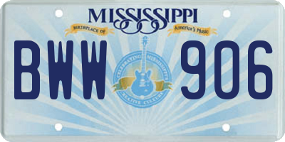 MS license plate BWW906