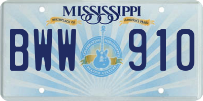 MS license plate BWW910
