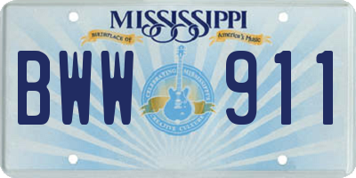 MS license plate BWW911