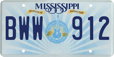 MS license plate BWW912