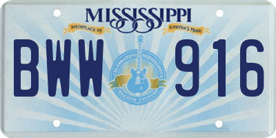MS license plate BWW916