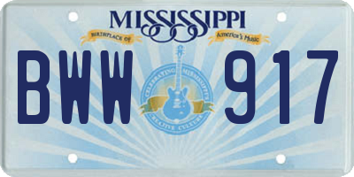 MS license plate BWW917