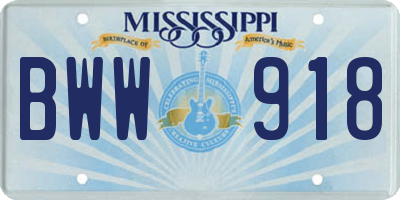 MS license plate BWW918