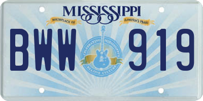 MS license plate BWW919