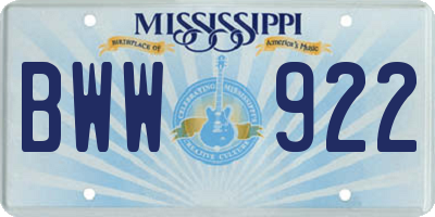 MS license plate BWW922