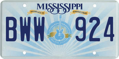 MS license plate BWW924