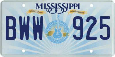 MS license plate BWW925
