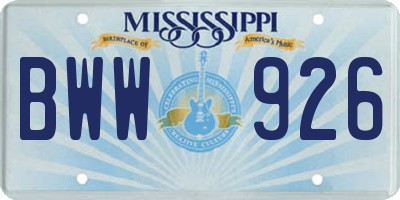 MS license plate BWW926