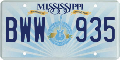 MS license plate BWW935