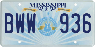 MS license plate BWW936