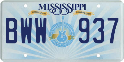 MS license plate BWW937