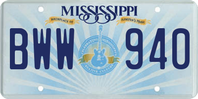 MS license plate BWW940