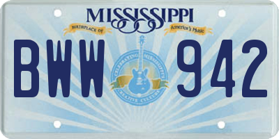 MS license plate BWW942