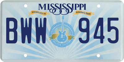MS license plate BWW945