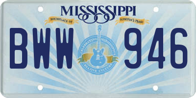 MS license plate BWW946