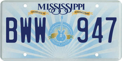 MS license plate BWW947