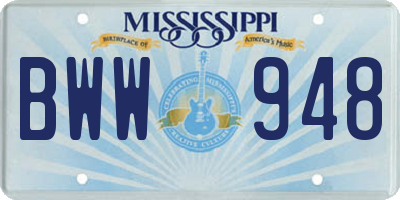 MS license plate BWW948