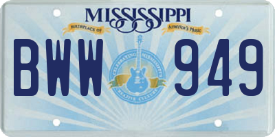 MS license plate BWW949