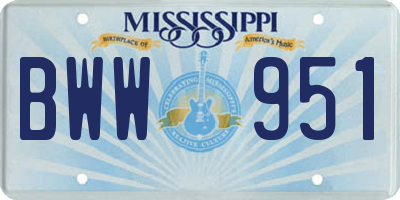 MS license plate BWW951