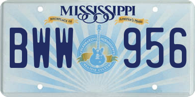 MS license plate BWW956