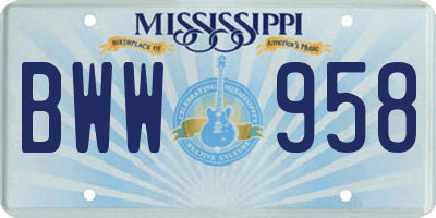 MS license plate BWW958