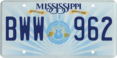 MS license plate BWW962