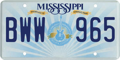 MS license plate BWW965