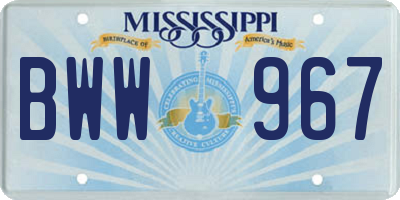 MS license plate BWW967