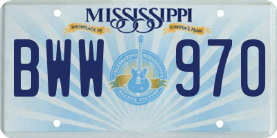 MS license plate BWW970