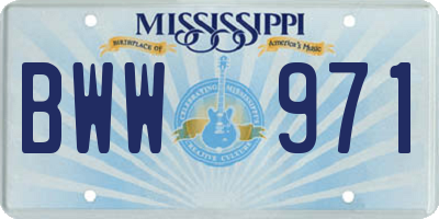 MS license plate BWW971