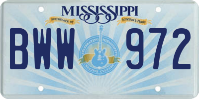 MS license plate BWW972