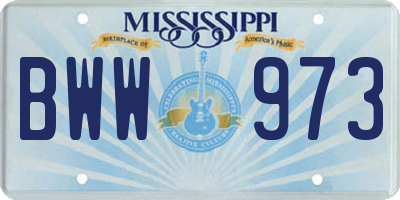 MS license plate BWW973