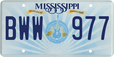 MS license plate BWW977