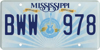 MS license plate BWW978