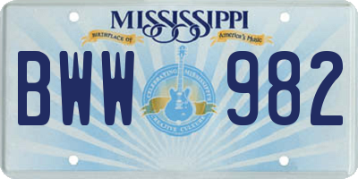 MS license plate BWW982