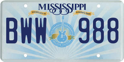 MS license plate BWW988