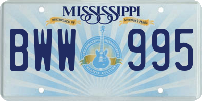 MS license plate BWW995