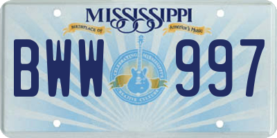 MS license plate BWW997