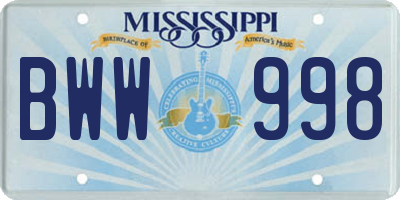 MS license plate BWW998