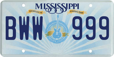 MS license plate BWW999
