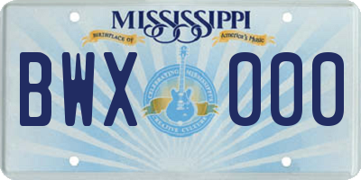 MS license plate BWX000