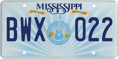 MS license plate BWX022