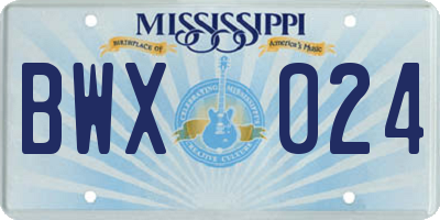 MS license plate BWX024