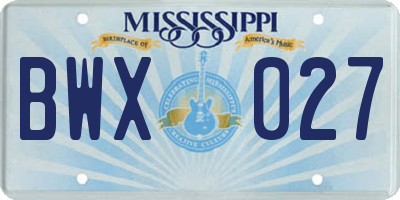 MS license plate BWX027
