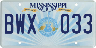 MS license plate BWX033
