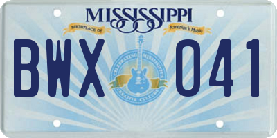 MS license plate BWX041
