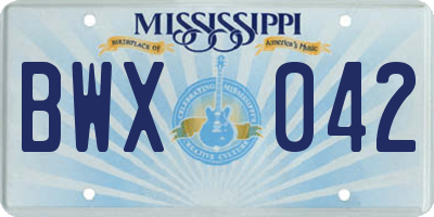 MS license plate BWX042